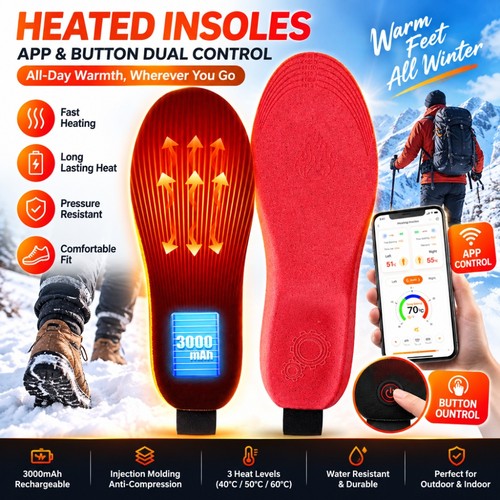 Heated insoles for women men - heated,