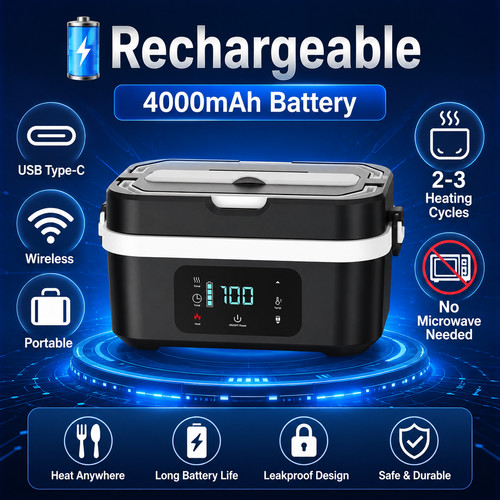 Rechargeable heated lunch box - heated,